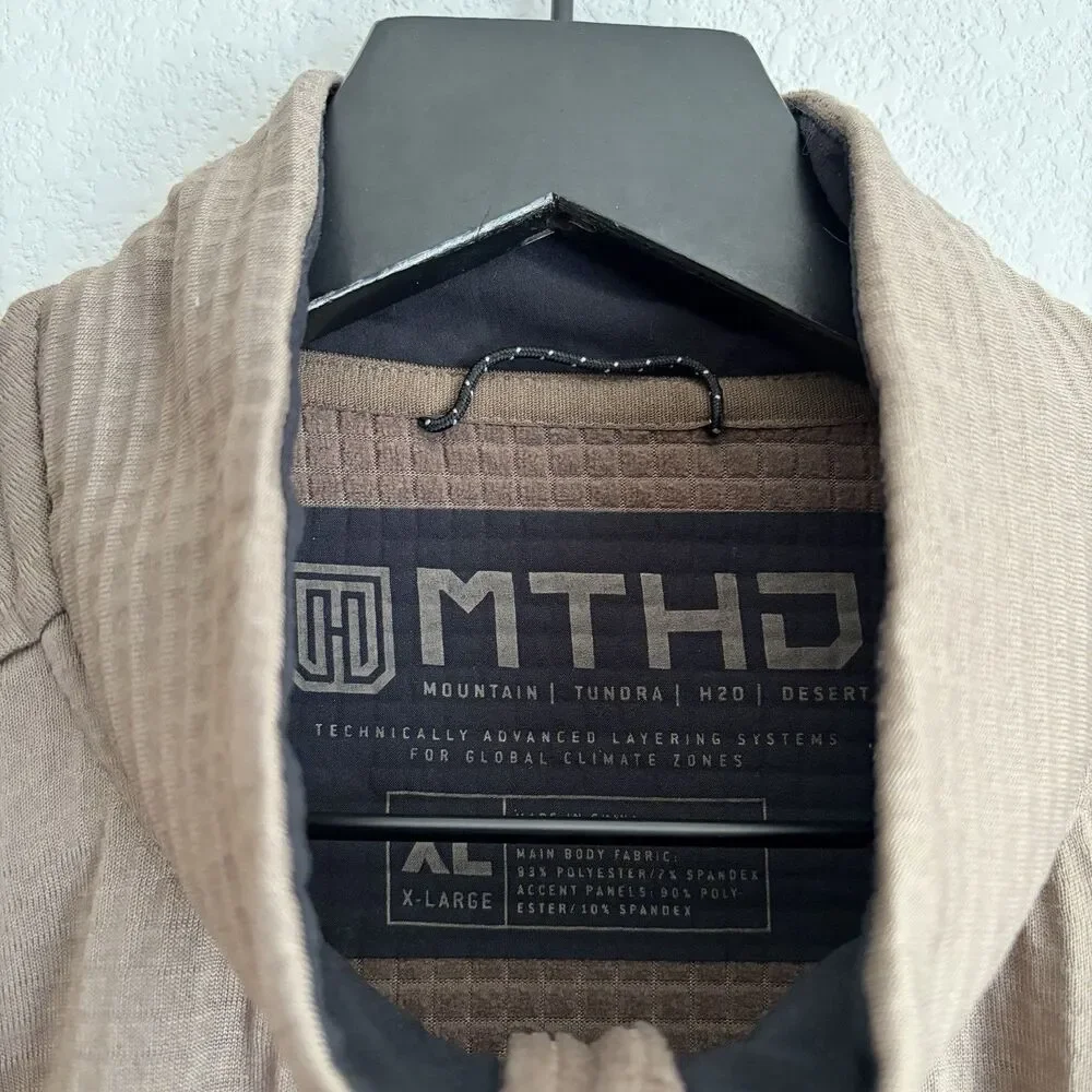 MTHD Meridian Grid Polartec Fleece Half Zip Pullover Sand Size XL